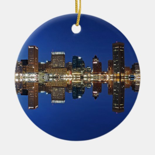 binnenstad Baltimore Maryland Dusk Skyline Reflect Keramisch Ornament (Voorkant)