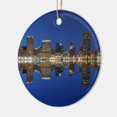 binnenstad Baltimore Maryland Dusk Skyline Reflect Keramisch Ornament (Links)