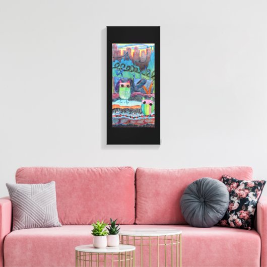 binnenstad uilen canvas afdruk (Insitu (Woonkamer))