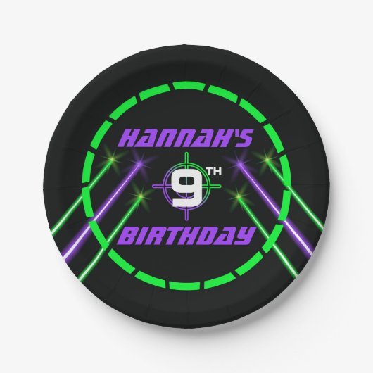 Binnenste Laser Label Beams Birthday Papieren Bordje (Voorkant)