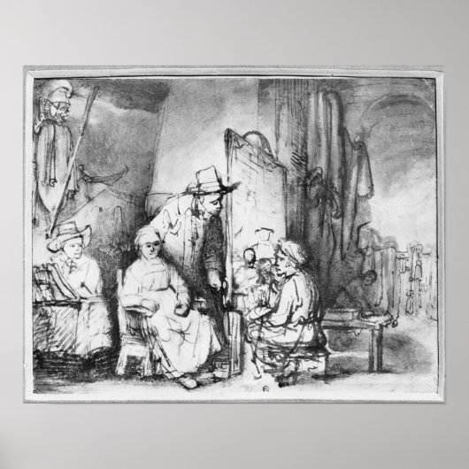 Binnenste studio met schilderschilderij poster (Voorkant)