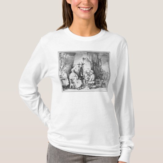 Binnenste studio met schilderschilderij t-shirt (Voorkant)