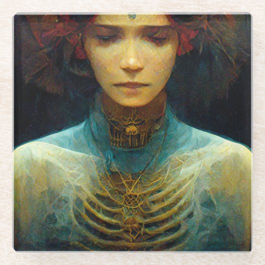 Binnenste Uitzicht Fantasy Sci-Fi Glazen Onderzetter (Voorkant)