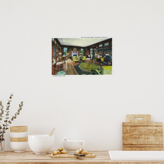 Binnenste Uitzicht van de Levende Zaal van de FDR Poster (Keuken)