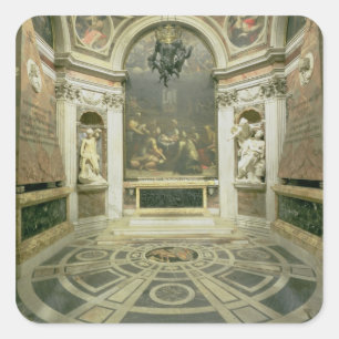 Binnenste uitzicht van de octagonale Chigi Chapel Vierkante Sticker