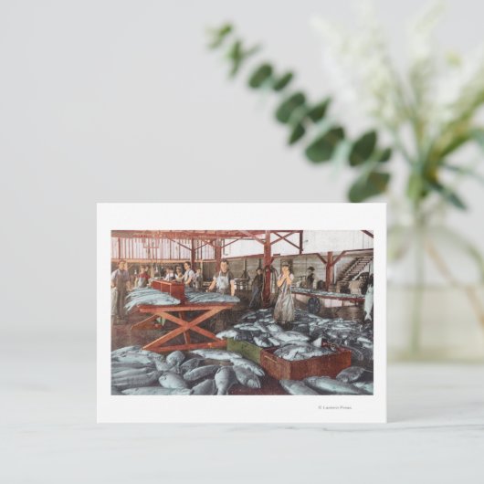 Binnenste Uitzicht van een zalmkankerij Briefkaart (Staand voorkant)