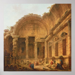 Binnenste van de Diana-tempel bij Nimes, 1787 Poster