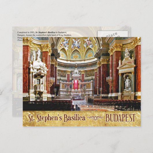 Binnenste van de Sint Stephen's Basilica in Boedap Briefkaart (Voorkant / Achterkant)