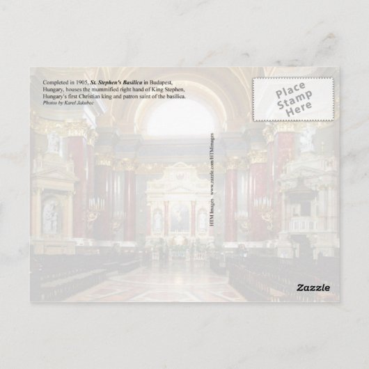 Binnenste van de Sint Stephen's Basilica in Boedap Briefkaart (Achterkant)