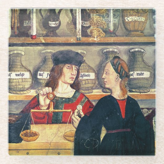 Binnenste van een Farmacie Glazen Onderzetter (Voorkant)