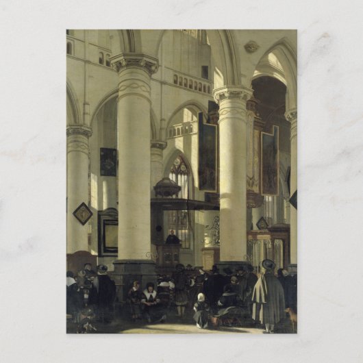 Binnenste van een kerk briefkaart (Voorkant)