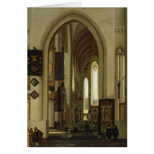 Binnenste van een kerk met figuren, 1685 (Voorkant)