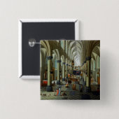 Binnenste van een kerk vierkante button 5,1 cm (Voorkant /achterkant)