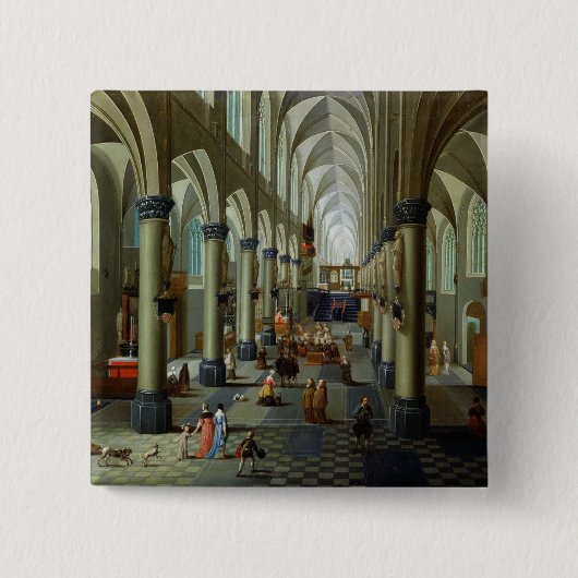 Binnenste van een kerk vierkante button 5,1 cm (Voorkant)