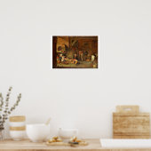 Binnenste van een schuur met boeren die zichzelf o poster (Keuken)