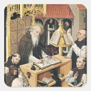 Binnenste van een Scriptorium, School of Segovia Vierkante Sticker