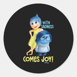 Binnenstebuiten met verdriet komt vreugde ronde sticker