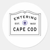 Binnenvaren van Cape Cod Massachusetts teken Ronde Sticker (Voorkant)