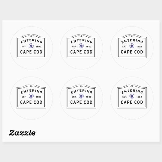 Binnenvaren van Cape Cod Massachusetts teken Ronde Sticker (Vel)