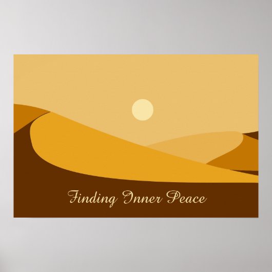 Binnenvrede vinden, woestijnlandschap Gele kunst Poster (Voorkant)