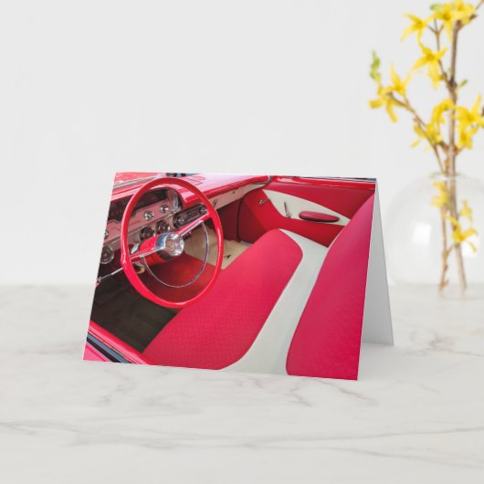 Binnenzijde rode en witte auto kaart (Gele Bloem)