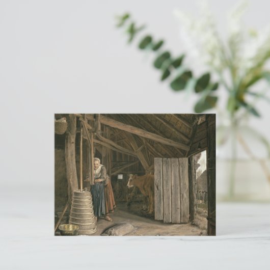 Binnenzijde van de barrière met een Maid Churning  Briefkaart (Staand voorkant)