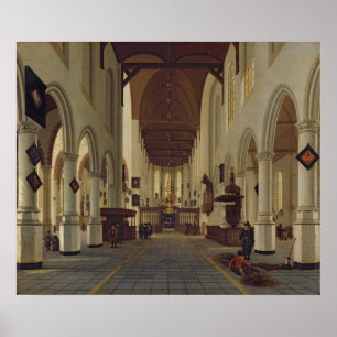 Binnenzijde van de buitenste kerk, Delft, c.1660-7 Poster