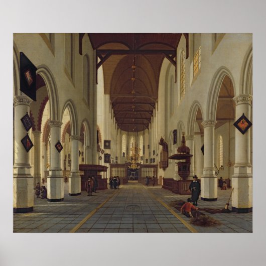 Binnenzijde van de buitenste kerk, Delft, c.1660-7 Poster (Voorkant)