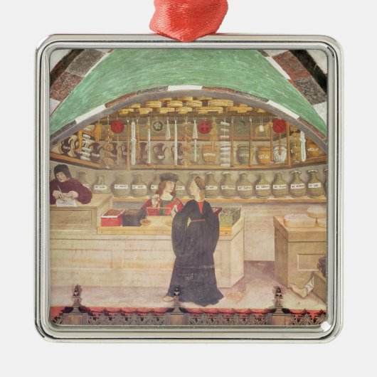 Binnenzijde van een apotheek metalen ornament (Voorkant)