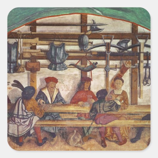 Binnenzijde van een binnenzijde vierkante sticker (Voorkant)