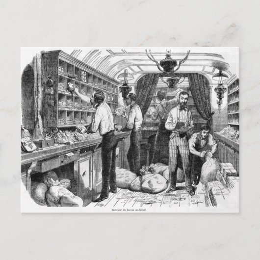 Binnenzijde van een Franse spoorwegwagon Briefkaart (Voorkant)