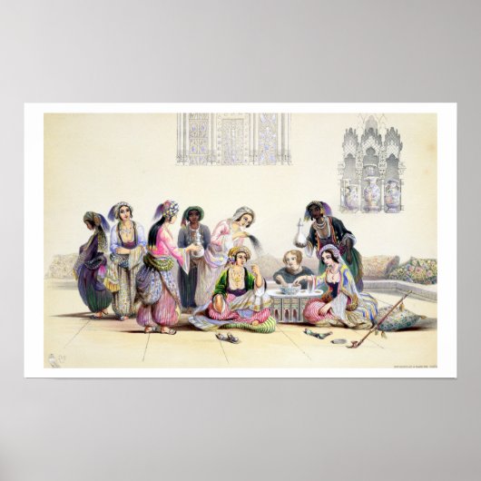 Binnenzijde van een harem, in Caïro (kleur litho) Poster (Voorkant)