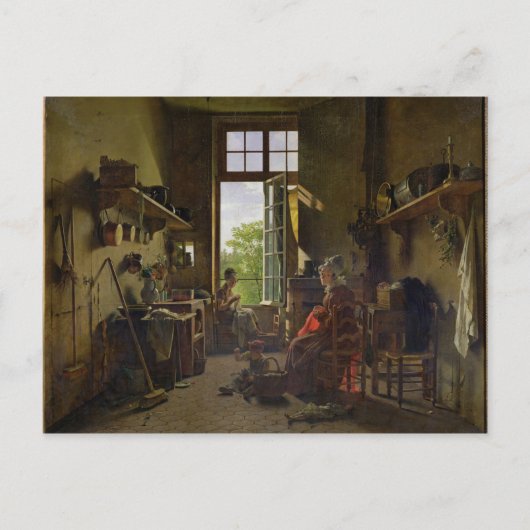 Binnenzijde van een keuken, 1815 briefkaart (Voorkant)