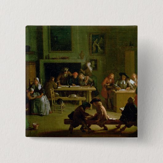Binnenzijde van een Schoolzaal Vierkante Button 5,1 Cm (Voorkant)