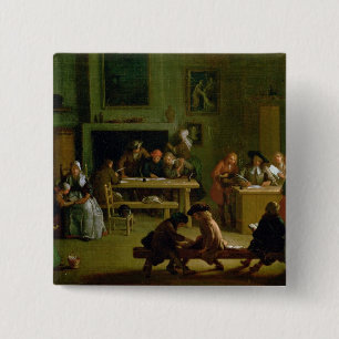 Binnenzijde van een Schoolzaal Vierkante Button 5,1 Cm