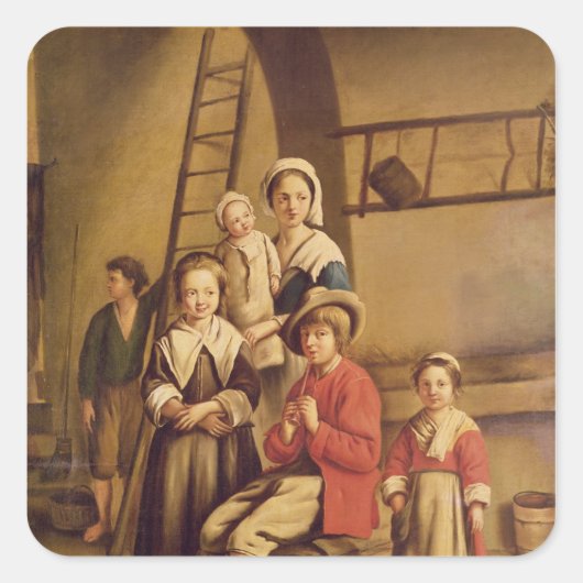 Binnenzijde van een schuur vierkante sticker (Voorkant)