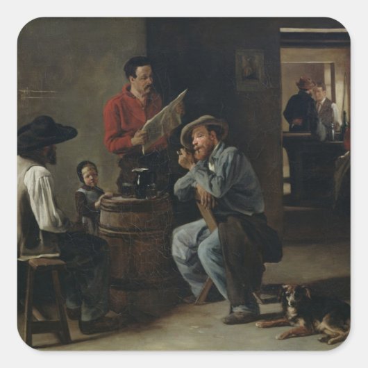 Binnenzijde van een Tavern, 1859 Vierkante Sticker (Voorkant)
