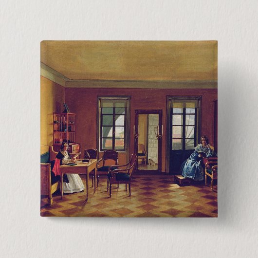 Binnenzijde van een zolder vierkante button 5,1 cm (Voorkant)