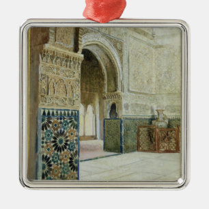 Binnenzijde van het Alhambra, Granada (w/c) Metalen Ornament