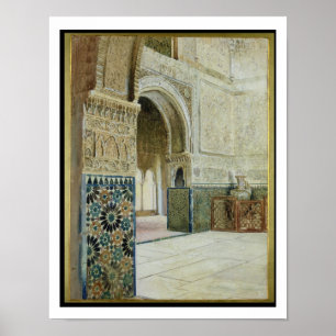 Binnenzijde van het Alhambra, Granada (w/c) Poster