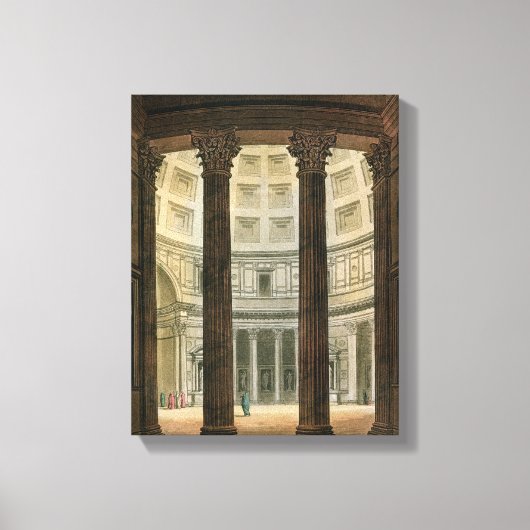 Binnenzijde van het Pantheon, Rome, van Le Costume Canvas Afdruk (Voorkant)