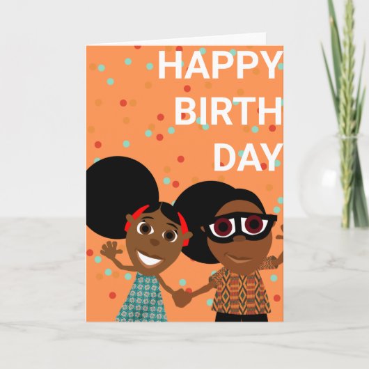 Bino en Fino Birthday Card Sinaasappel Confetti Kaart (Voorkant)