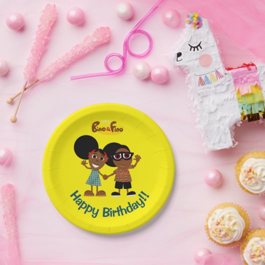 Bino en Fino Verjaardagsfeestje Bord Geel (Feest)