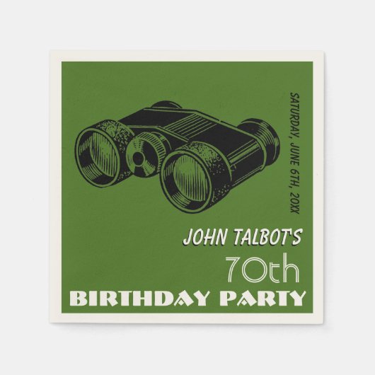 Binocles 70th Birthday Party Paper Napkin Servetten (Voorkant)