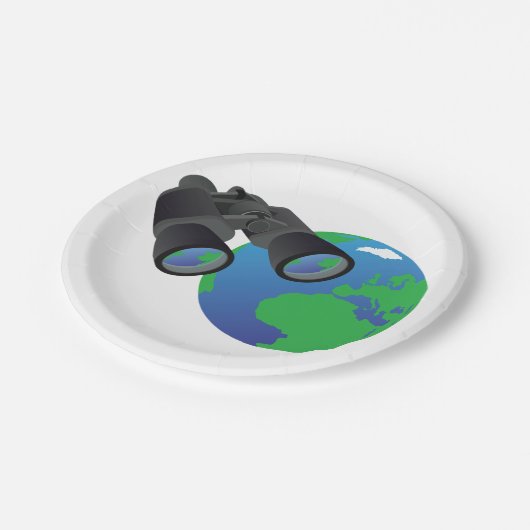 Binocles en Borden van grondpapier Papieren Bordje (Gekanteld)