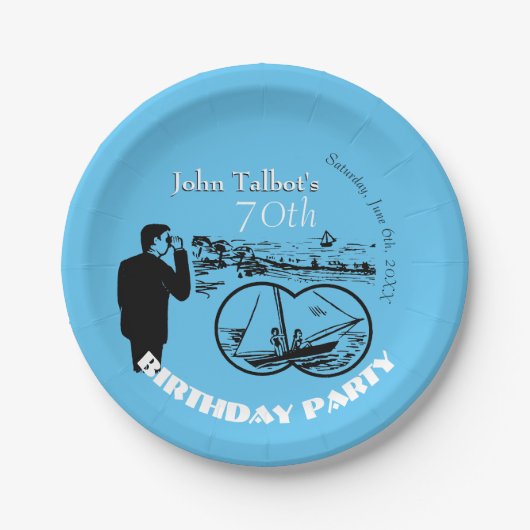 Binocles Sailboat 70th Birthday Party P Bord (Voorkant)