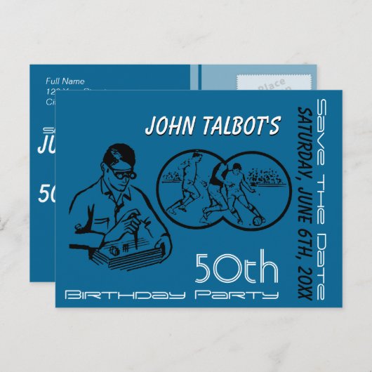 Binoculaire Voetbal 50e verjaardag sparen de Datum Aankondigingskaart (Voorkant / Achterkant)