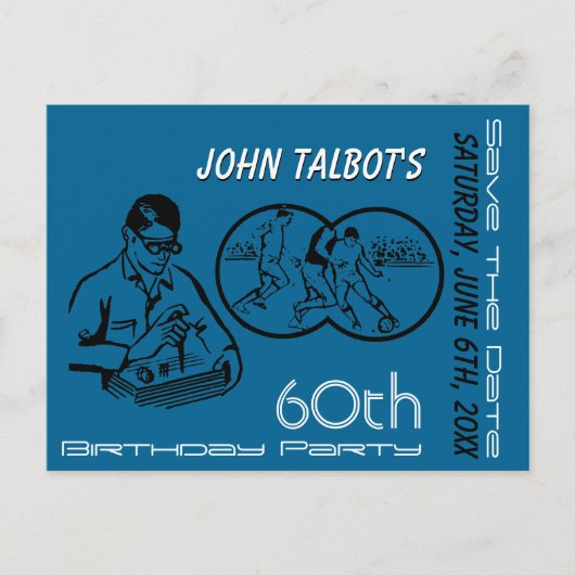 Binoculaire Voetbal 60th Birthday sparen de Datum Aankondigingskaart (Voorkant)