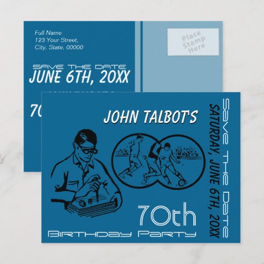 Binoculaire Voetbal 70e verjaardag sparen de Datum Aankondigingskaart (Voorkant / Achterkant)