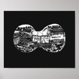 Binocular view to the west poster